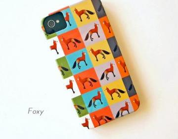 FOX Color Block IPhone 4/4s case Multi pattern Colors yellow, pink, green, purple, blue redtilestudio